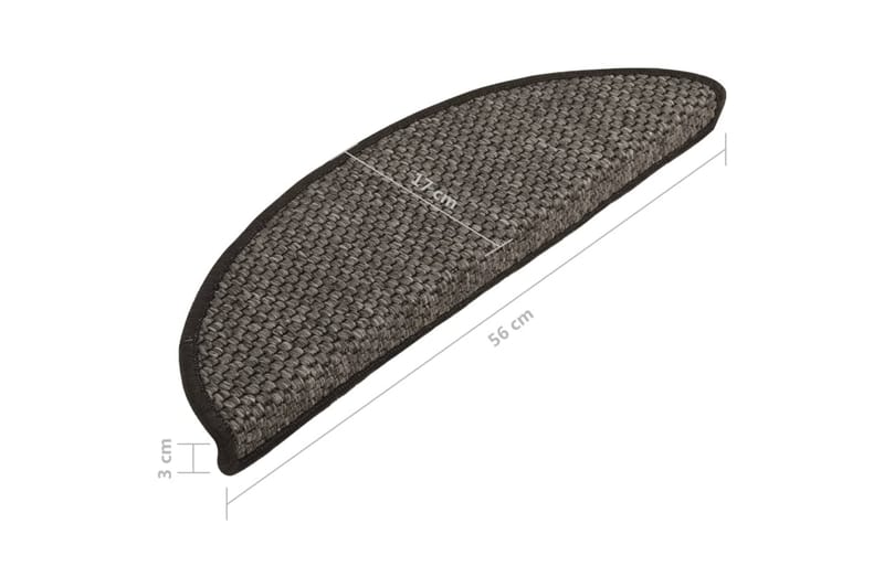 selvklæbende trappemåtter 15 stk. 65x21x4 cm sisal-look grå - Antracit - Tekstiler - Tæpper - Specialmåtte - Trappetrins tæpper