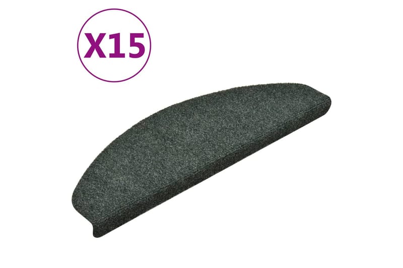 Selvklæbende Trappemåtter 15 Stk. 65X21X4 cm Tuftet Grøn - Grøn - Tekstiler - Tæpper - Specialmåtte - Trappetrins tæpper