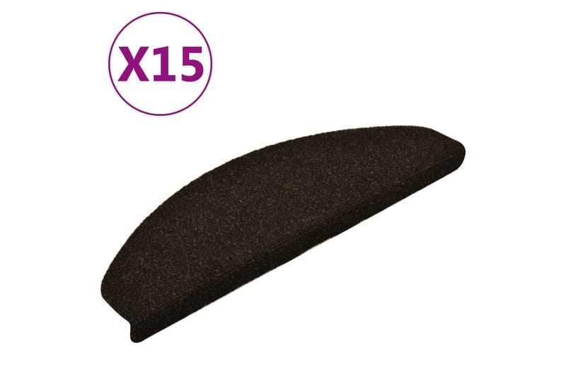 Selvklæbende Trappemåtter 15 Stk. 65X21X4cm Tuftet Mørkebrun - Brun - Tekstiler - Tæpper - Specialmåtte - Trappetrins tæpper