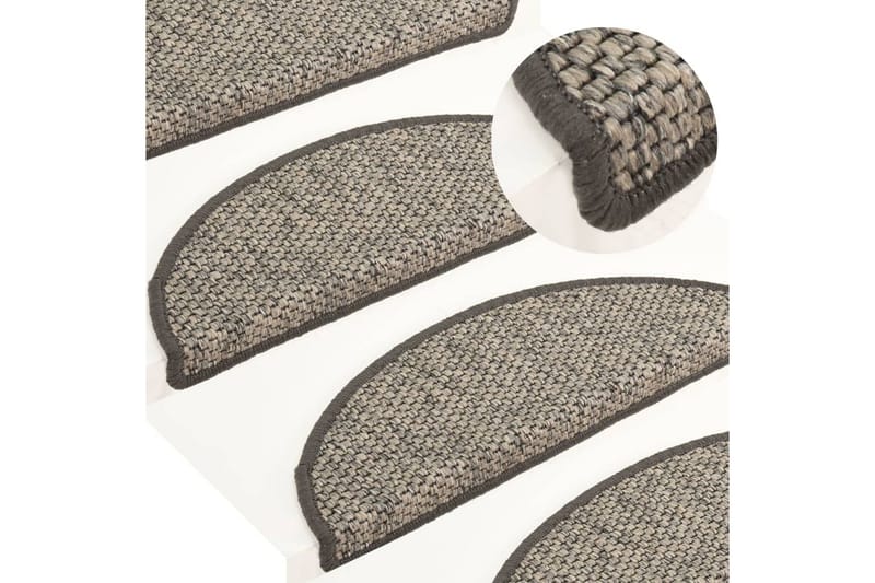 selvklæbende trappemåtter 15 stk. 65x25 cm sisal-look - Antracit - Trappetrins tæpper
