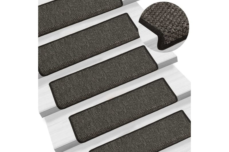 selvklæbende trappemåtter 15 stk. 65x25 cm sisal-look - Antracit - Tekstiler - Tæpper - Specialmåtte - Trappetrins tæpper