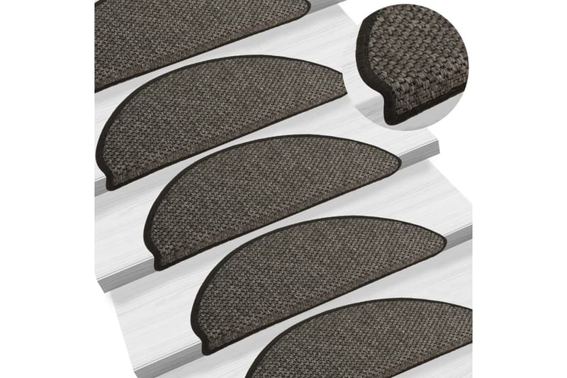 selvklæbende trappemåtter 15 stk. 65x25 cm sisal-look - Antracit - Tekstiler - Tæpper - Specialmåtte - Trappetrins tæpper