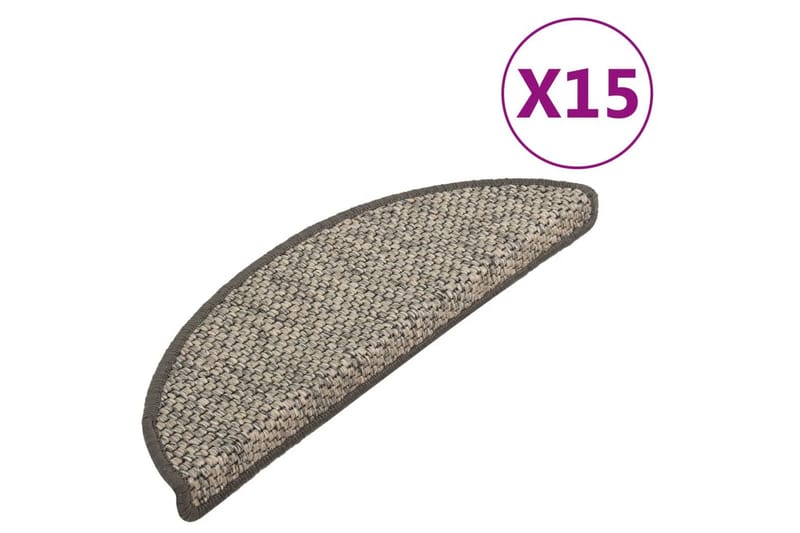selvklæbende trappemåtter 15 stk. 65x25 cm sisal-look - Antracit - Tekstiler - Tæpper - Specialmåtte - Trappetrins tæpper
