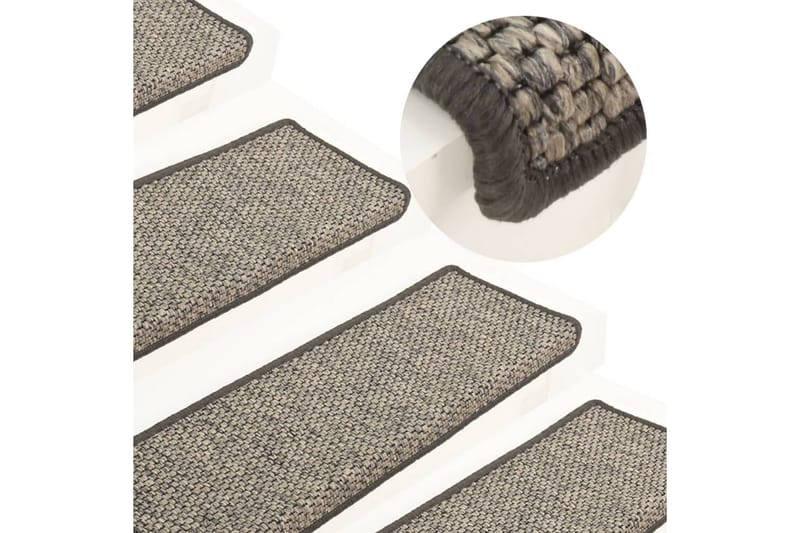 selvklæbende trappemåtter 15 stk. 65x25 cm sisal-look - Beige - Tekstiler - Tæpper - Specialmåtte - Trappetrins tæpper
