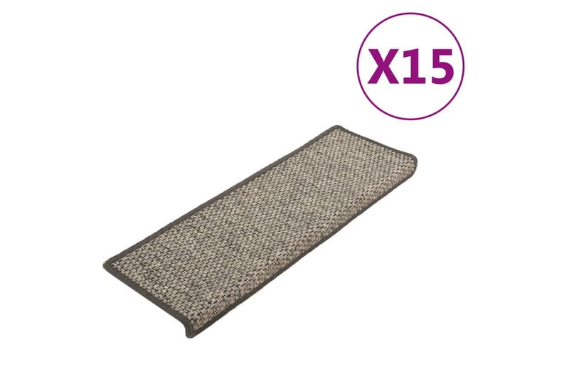 selvklæbende trappemåtter 15 stk. 65x25 cm sisal-look - Beige - Tekstiler - Tæpper - Specialmåtte - Trappetrins tæpper
