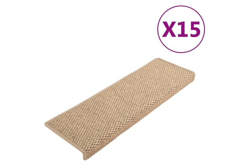 selvklæbende trappemåtter 15 stk. 65x25 cm sisal-look - Brun - Tekstiler - Tæpper - Specialmåtte - Trappetrins tæpper