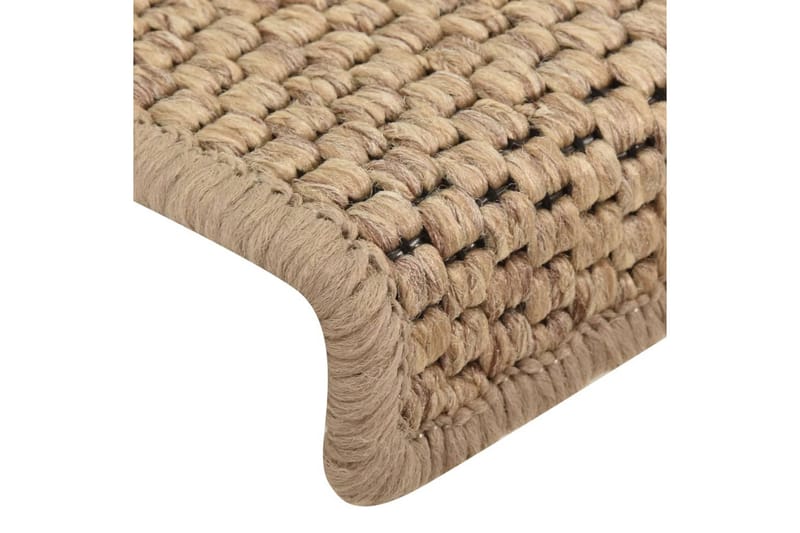selvklæbende trappemåtter 15 stk. 65x25 cm sisal-look - Brun - Tekstiler - Tæpper - Specialmåtte - Trappetrins tæpper