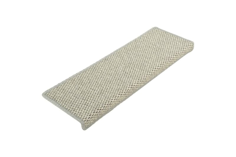 selvklæbende trappemåtter 15 stk. 65x25 cm sisal-look grå - Grå - Tekstiler - Tæpper - Specialmåtte - Trappetrins tæpper