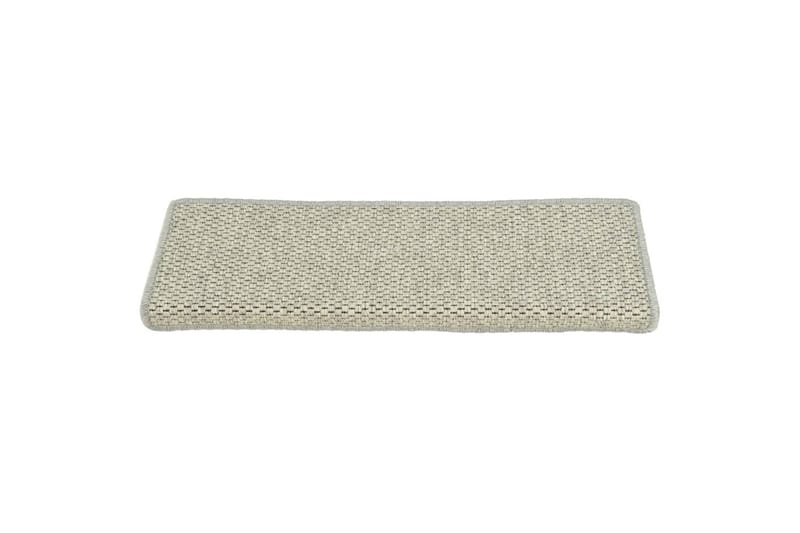 selvklæbende trappemåtter 15 stk. 65x25 cm sisal-look grå - Grå - Tekstiler - Tæpper - Specialmåtte - Trappetrins tæpper