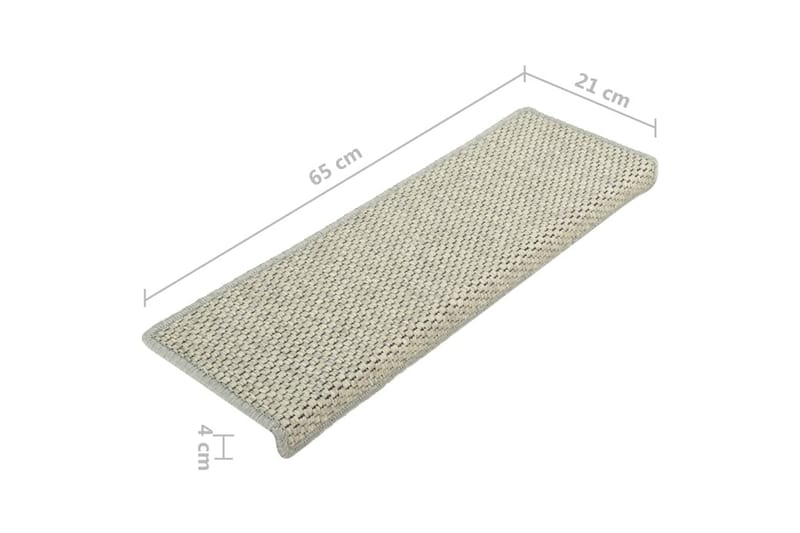 selvklæbende trappemåtter 15 stk. 65x25 cm sisal-look grå - Grå - Tekstiler - Tæpper - Specialmåtte - Trappetrins tæpper
