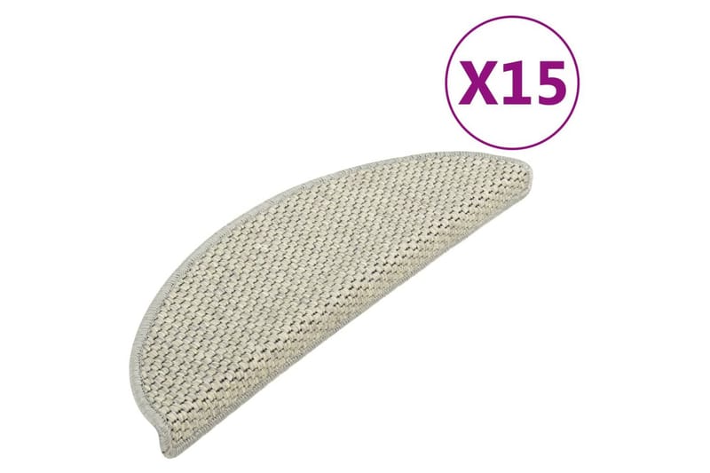 selvklæbende trappemåtter 15 stk. 65x25 cm sisal-look grå - Grå - Tekstiler - Tæpper - Specialmåtte - Trappetrins tæpper