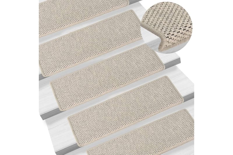selvklæbende trappemåtter 15 stk. 65x25 cm sisal-look sølv - Sølv - Tekstiler - Tæpper - Specialmåtte - Trappetrins tæpper