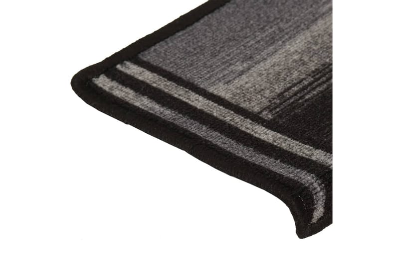 selvklæbende trappemåtter 15 stk. 65x25 cm sort og grå - Trappetrins tæpper