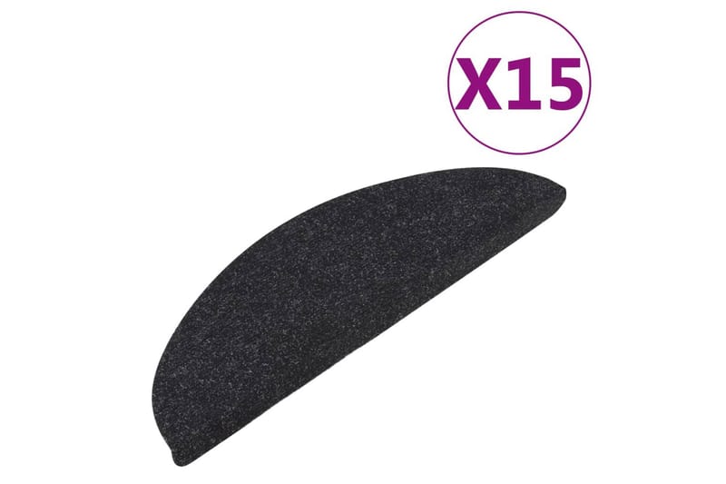 selvklæbende trappemåtter 15 stk. 65x26 cm antracitgrå - Antracit - Tekstiler - Tæpper - Specialmåtte - Trappetrins tæpper