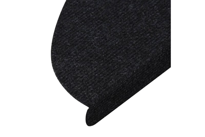 selvklæbende trappemåtter 15 stk. 65x26 cm sort - Sort - Trappetrins tæpper