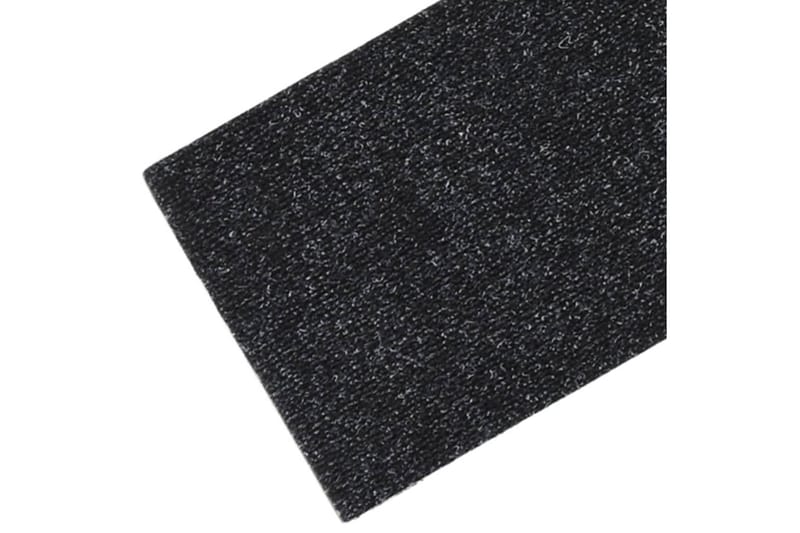 selvklæbende trappemåtter 15 stk. 76x20 cm rektangulær sort - Sort - Trappetrins tæpper