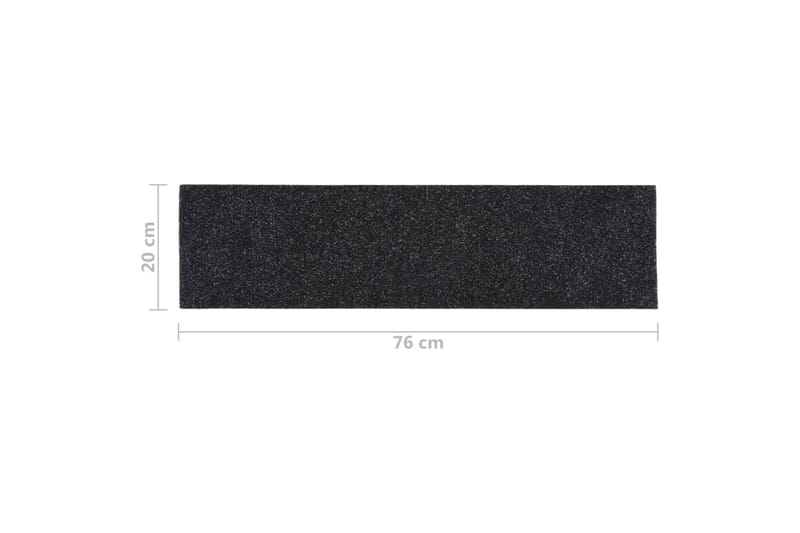 selvklæbende trappemåtter 15 stk. 76x20 cm rektangulær sort - Sort - Trappetrins tæpper