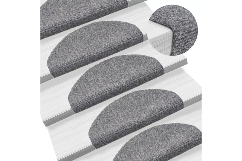 selvklæbende trappemåtter 15 stk. nålenagle 65x21x4 cm - Grå - Tekstiler - Tæpper - Specialmåtte - Trappetrins tæpper