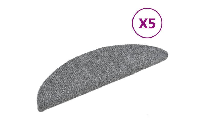selvklæbende trappemåtter 5 stk. 54x16x4 cm tuftet lysegrå - Grå - Tekstiler - Tæpper - Specialmåtte - Trappetrins tæpper