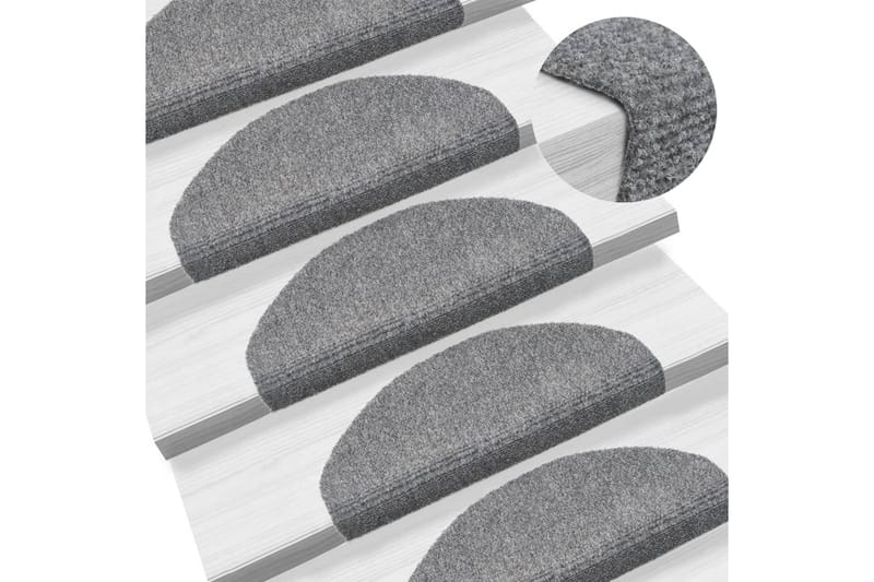 selvklæbende trappemåtter 5 stk. 65x21x4 cm tuftet lysegrå - Grå - Tekstiler - Tæpper - Specialmåtte - Trappetrins tæpper
