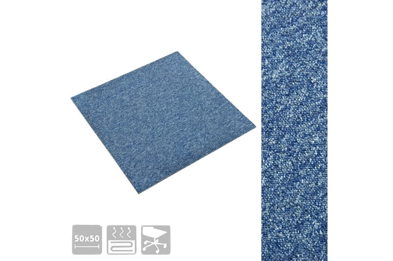 Tæppefliser 20 Stk. 5 M² 50X50 cm Blå - Blå - Trappetrins tæpper