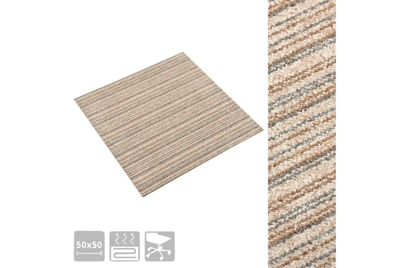 Tæppefliser 20 Stk. 5 M² 50X50 cm Stribet Beige - Beige - Trappetrins tæpper