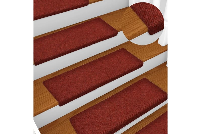 trappemåtter 10 stk. 65x25 cm tuftet bordeauxfarvet - Rød - Trappetrins tæpper