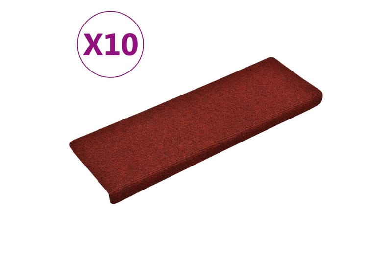 trappemåtter 10 stk. 65x25 cm tuftet bordeauxfarvet - Rød - Tekstiler - Tæpper - Specialmåtte - Trappetrins tæpper