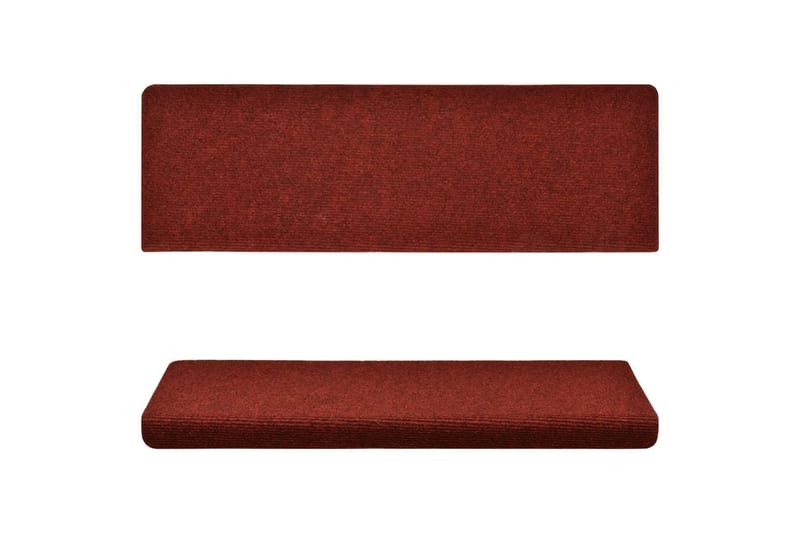 trappemåtter 10 stk. 65x25 cm tuftet bordeauxfarvet - Rød - Tekstiler - Tæpper - Specialmåtte - Trappetrins tæpper
