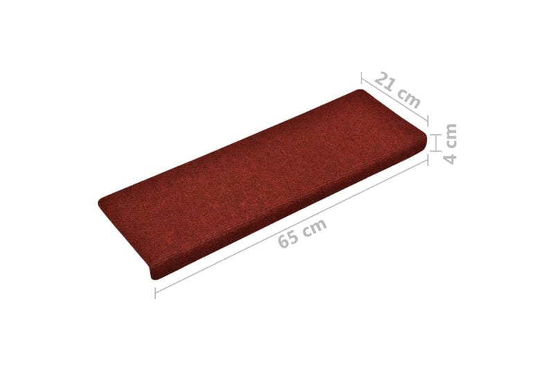 trappemåtter 10 stk. 65x25 cm tuftet bordeauxfarvet - Rød - Tekstiler - Tæpper - Specialmåtte - Trappetrins tæpper