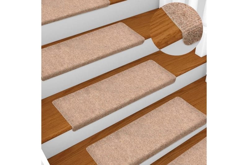 trappemåtter 10 stk. 65x25 cm tuftet brun - Brun - Tekstiler - Tæpper - Specialmåtte - Trappetrins tæpper