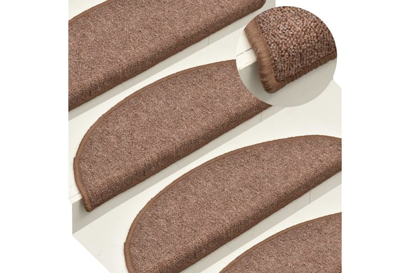 Trappemåtter 15 Stk. 56X17X3 cm Brun - Brun - Tekstiler - Tæpper - Specialmåtte - Trappetrins tæpper