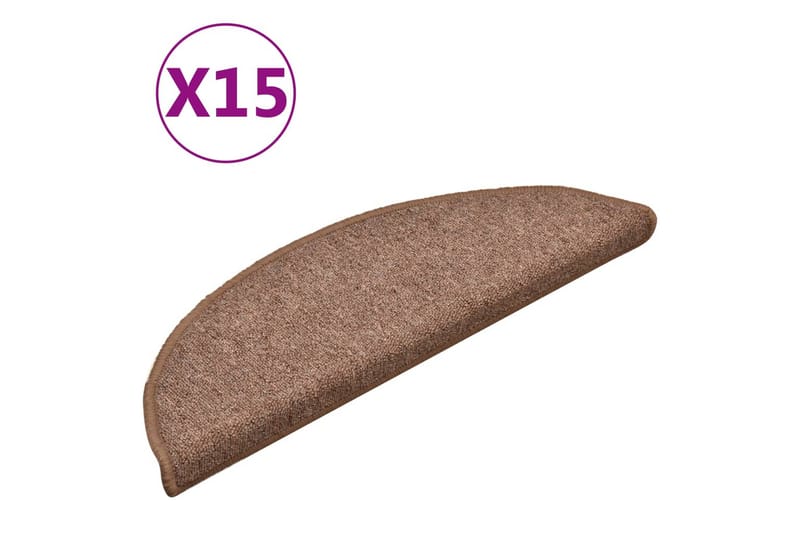 Trappemåtter 15 Stk. 56X17X3 cm Brun - Brun - Tekstiler - Tæpper - Specialmåtte - Trappetrins tæpper