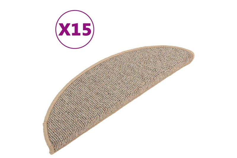 trappemåtter 15 stk. 56x17x3 cm brun - Brun - Tekstiler - Tæpper - Specialmåtte - Trappetrins tæpper