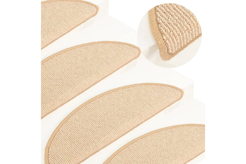 trappemåtter 15 stk. 56x17x3 cm cremefarvet - Creme - Tekstiler - Tæpper - Specialmåtte - Trappetrins tæpper