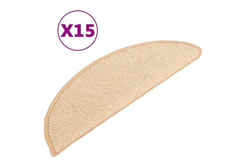 trappemåtter 15 stk. 56x17x3 cm cremefarvet - Creme - Tekstiler - Tæpper - Specialmåtte - Trappetrins tæpper