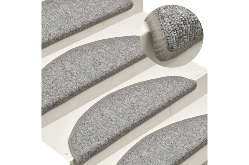 Trappemåtter 15 Stk. 56X17X3 cm Lysegrå - Grå - Tekstiler - Tæpper - Specialmåtte - Trappetrins tæpper