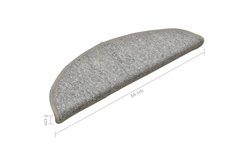 Trappemåtter 15 Stk. 56X17X3 cm Lysegrå - Grå - Tekstiler - Tæpper - Specialmåtte - Trappetrins tæpper