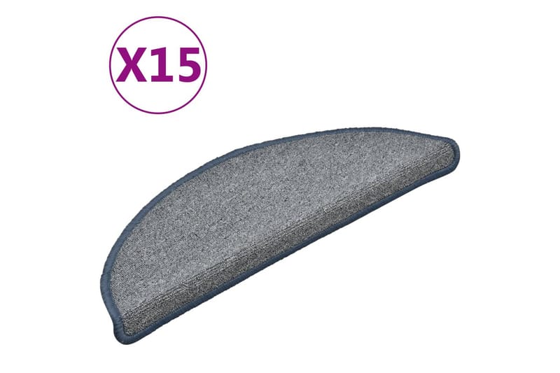 Trappemåtter 15 Stk. 56X17X3 cm Lysegrå Og Blå - Grå - Tekstiler - Tæpper - Specialmåtte - Trappetrins tæpper
