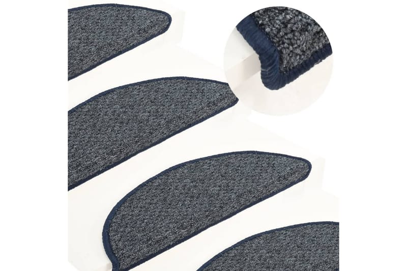 trappemåtter 15 stk. 56x20 cm Mørkeblå - Blå - Trappetrins tæpper