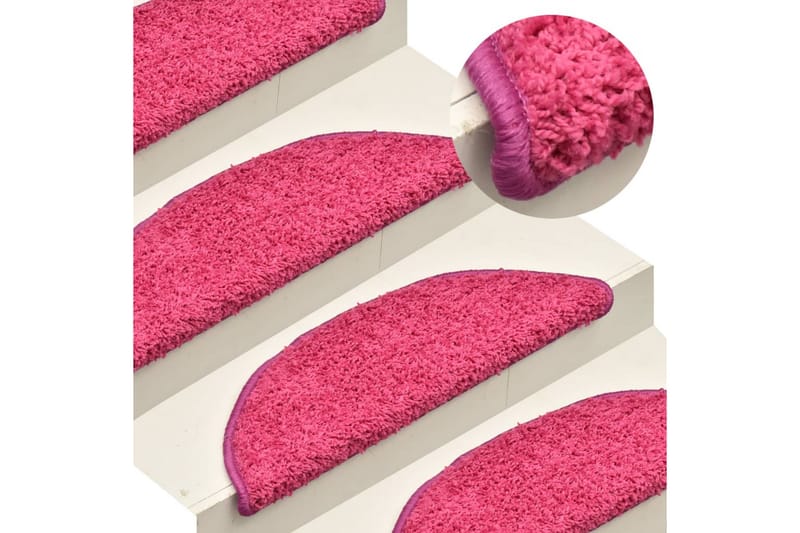 Trappemåtter 15 Stk. 65X21X4 cm Lyserød - Lyserød - Tekstiler - Tæpper - Specialmåtte - Trappetrins tæpper