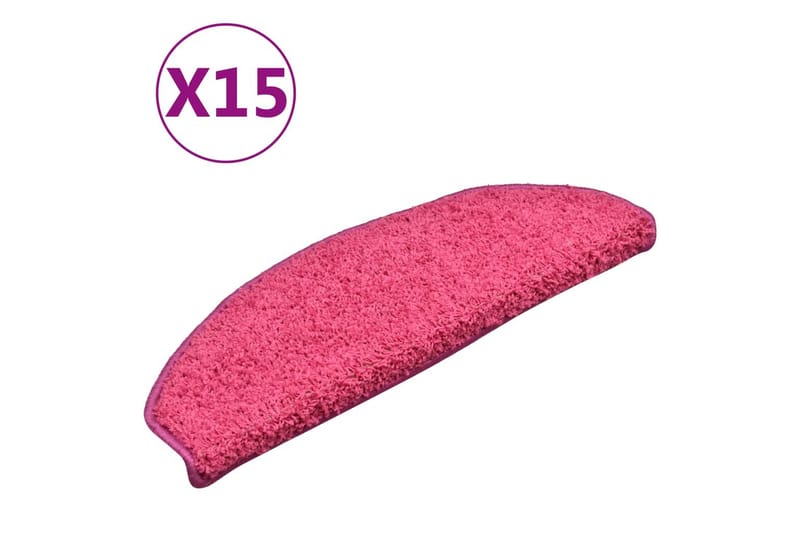 Trappemåtter 15 Stk. 65X21X4 cm Lyserød - Lyserød - Tekstiler - Tæpper - Specialmåtte - Trappetrins tæpper