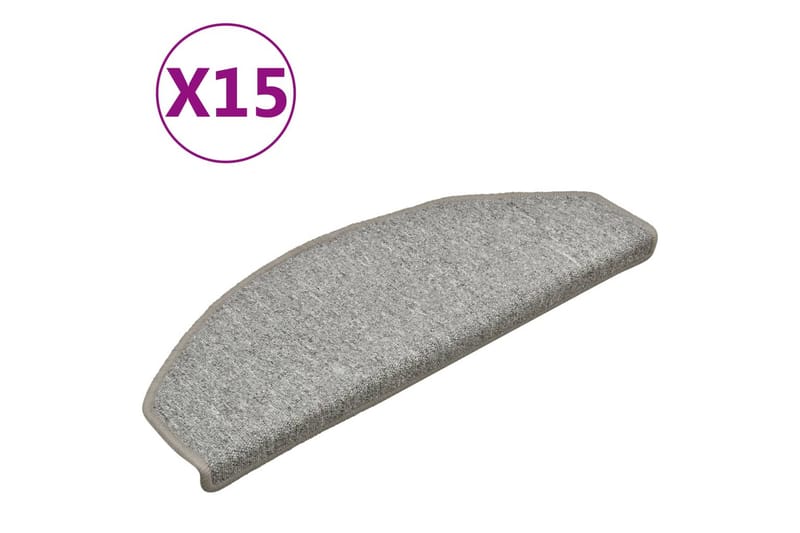 Trappemåtter 15 Stk. 65X24X4 cm Lysegrå - Grå - Tekstiler - Tæpper - Specialmåtte - Trappetrins tæpper