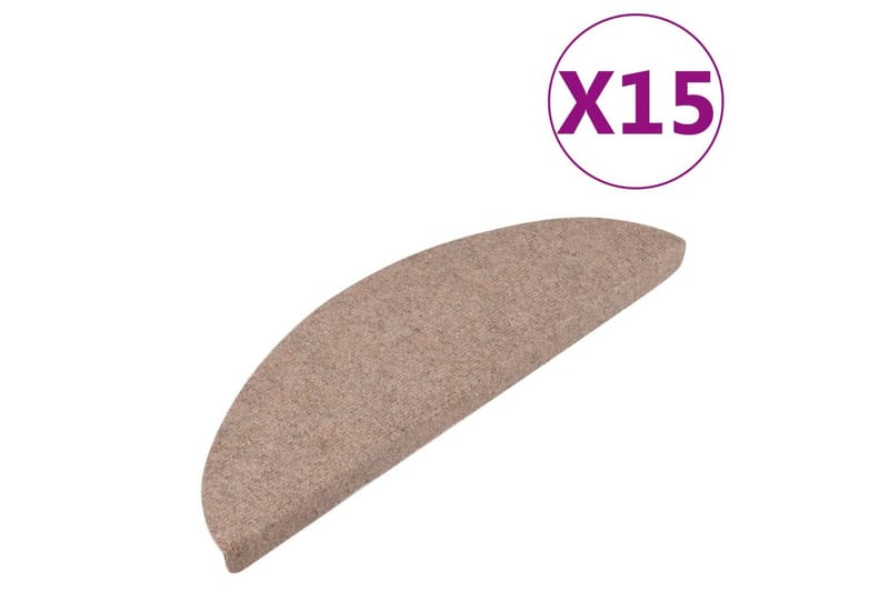 trappemåtter 15 stk. 65x26 cm selvklæbende beige - Beige - Trappetrins tæpper