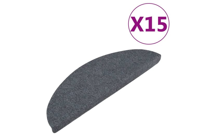 trappemåtter 15 stk. 65x26 cm selvklæbende grå - Grå - Tekstiler - Tæpper - Specialmåtte - Trappetrins tæpper