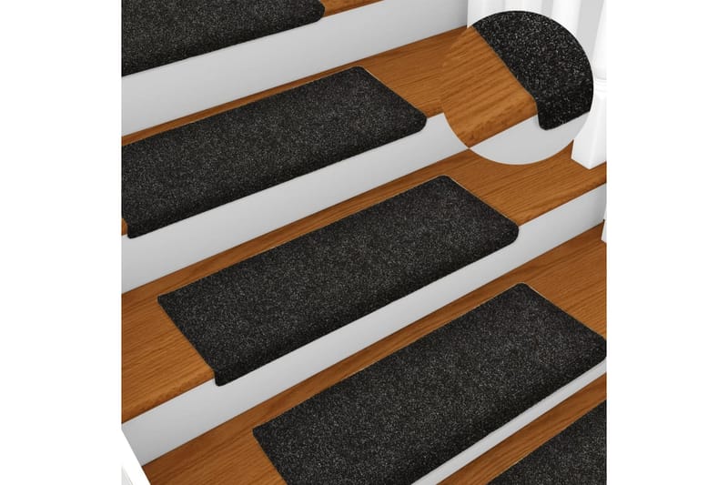 trappemåtter 5 stk. 65x25 cm tuftet sort - Sort - Tekstiler - Tæpper - Specialmåtte - Trappetrins tæpper