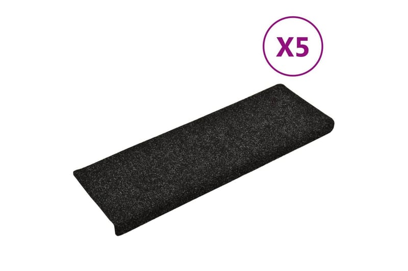trappemåtter 5 stk. 65x25 cm tuftet sort - Sort - Tekstiler - Tæpper - Specialmåtte - Trappetrins tæpper