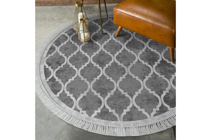 Alanur Home Tæppe 180 cm Rund - Grå - Tekstiler - Tæpper - Moderne tæppe - Wiltontæpper
