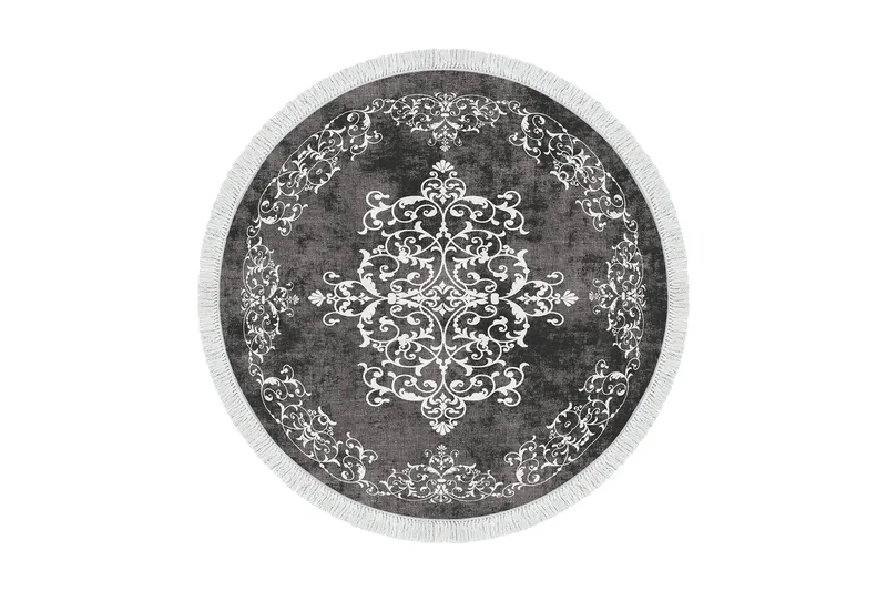 Alanur Home Tæppe 180 cm Rund, Grå/Hvid