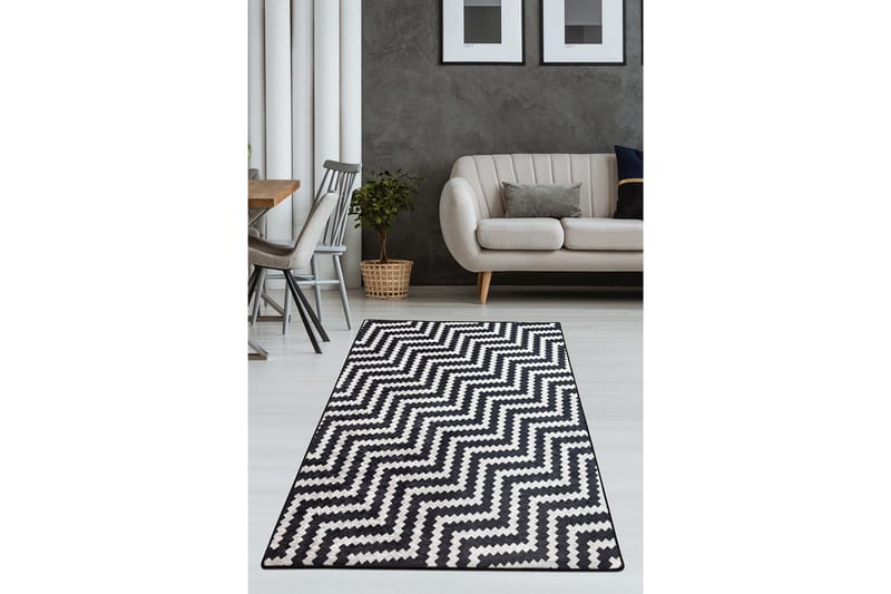 Chilai Tæppe 160x230 cm - Sort/Hvid - Wiltontæpper - Mønstrede tæpper - Store tæpper